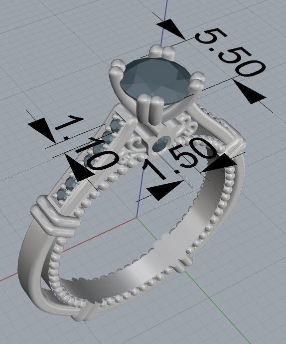 Engagement ring 3D model 3D print model_2