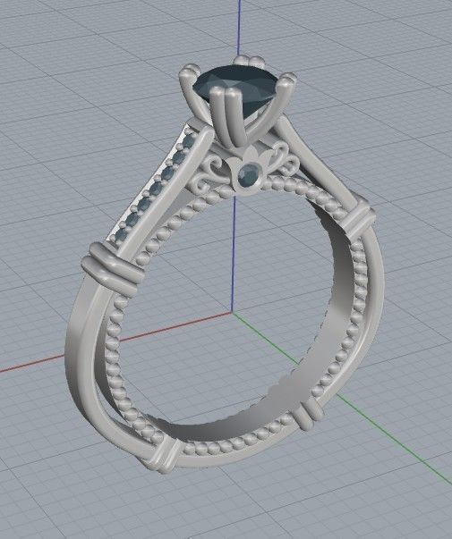 Engagement ring 3D model 3D print model_1