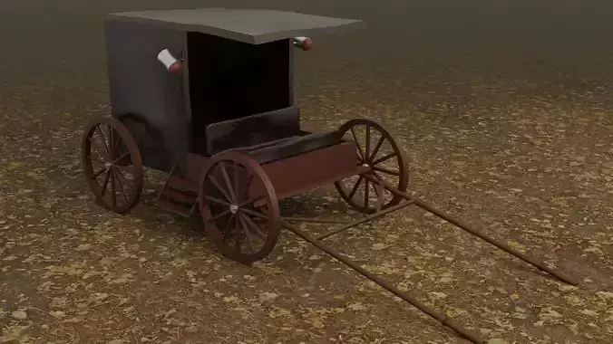 Horse Cart Low-poly 3D model