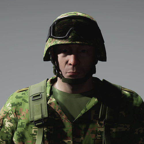 Colombian Soldier Low-poly 3D model