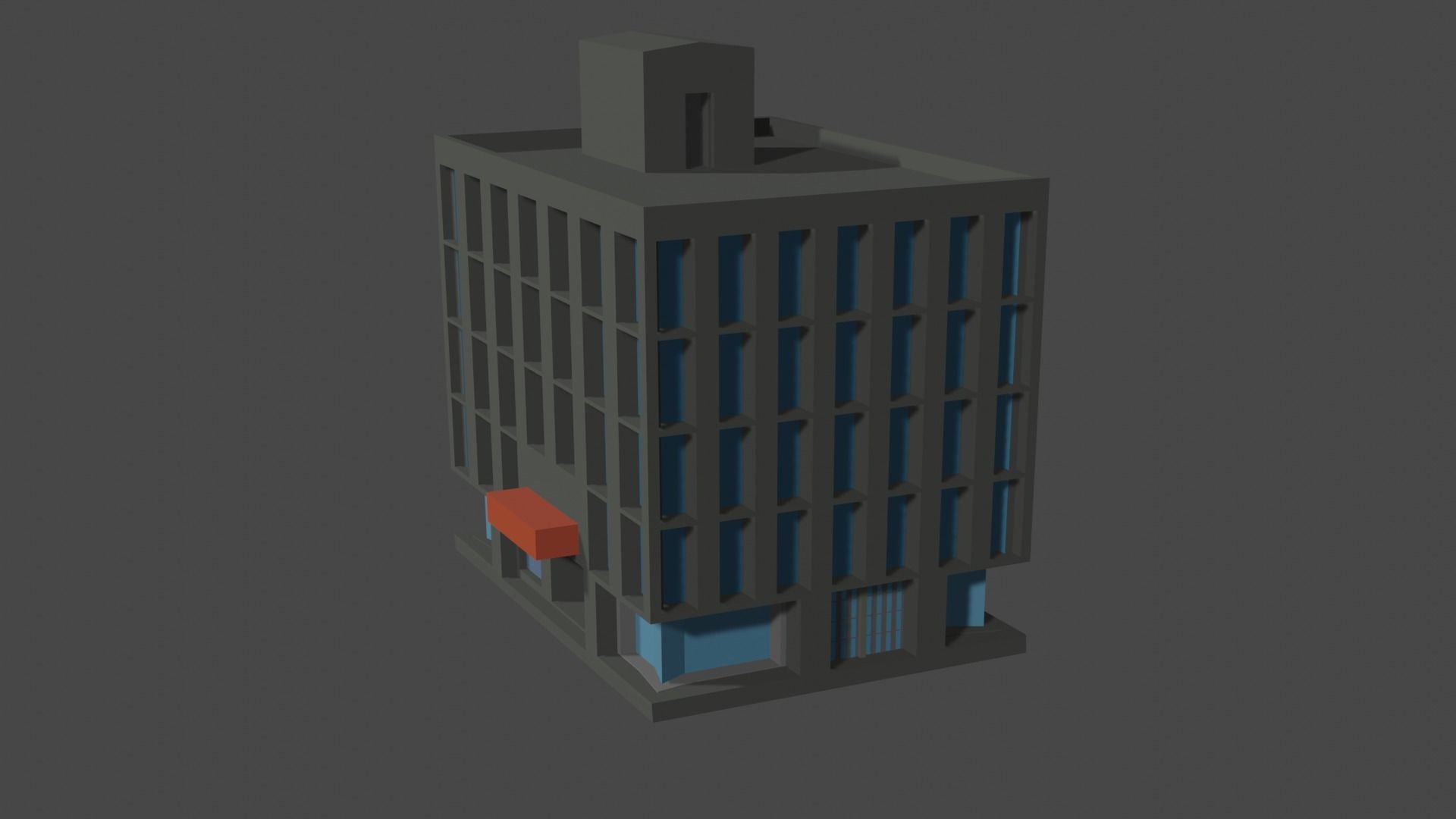 Workplace office building Free low-poly 3D model_2