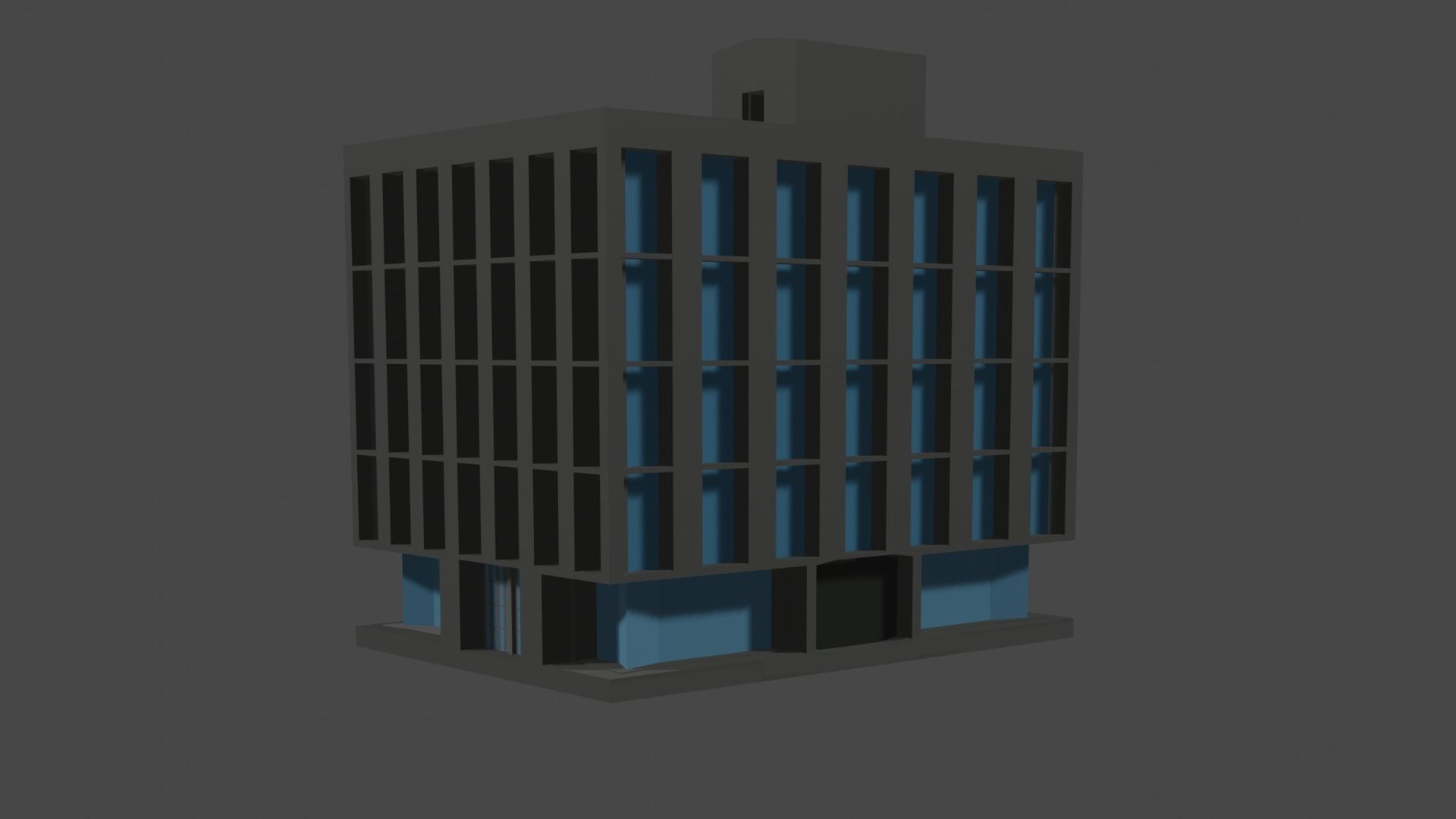 Workplace office building Free low-poly 3D model_3