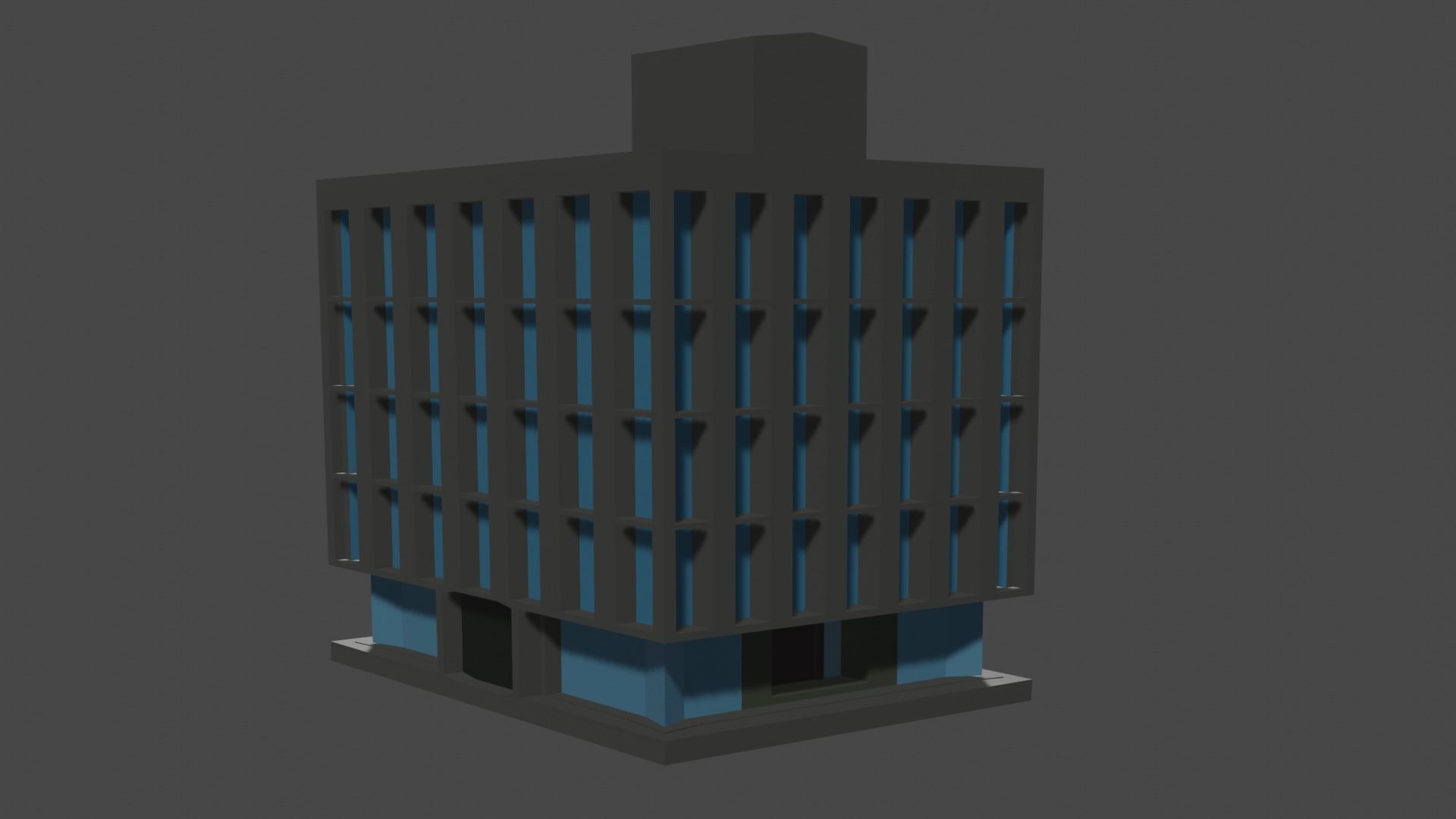 Workplace office building Free low-poly 3D model_4