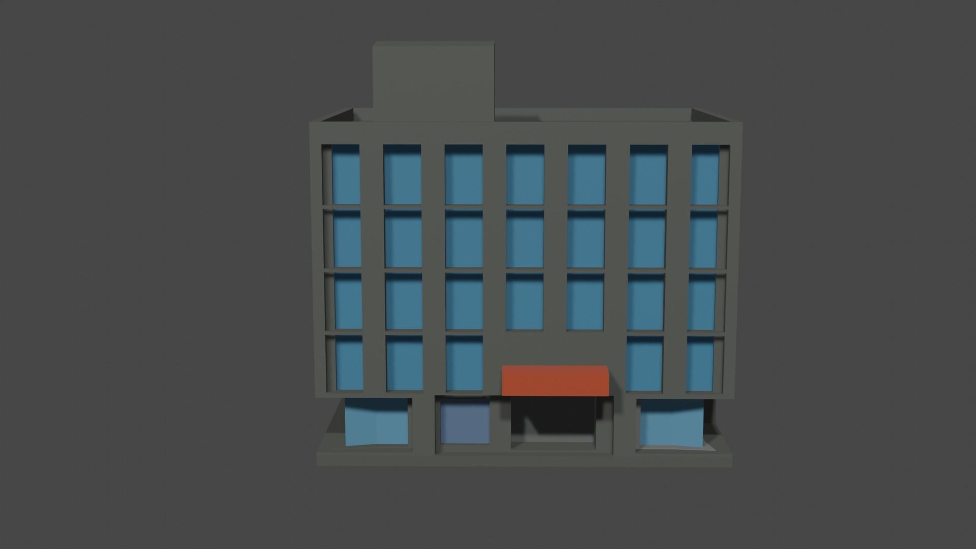 Workplace office building Free low-poly 3D model_1