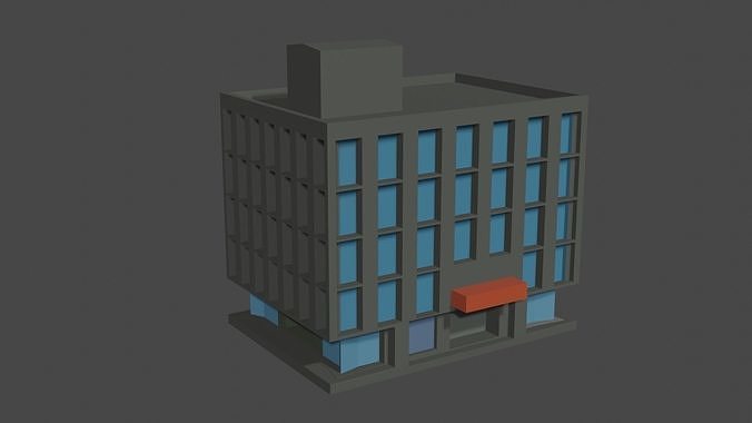 Workplace office building Free low-poly 3D model