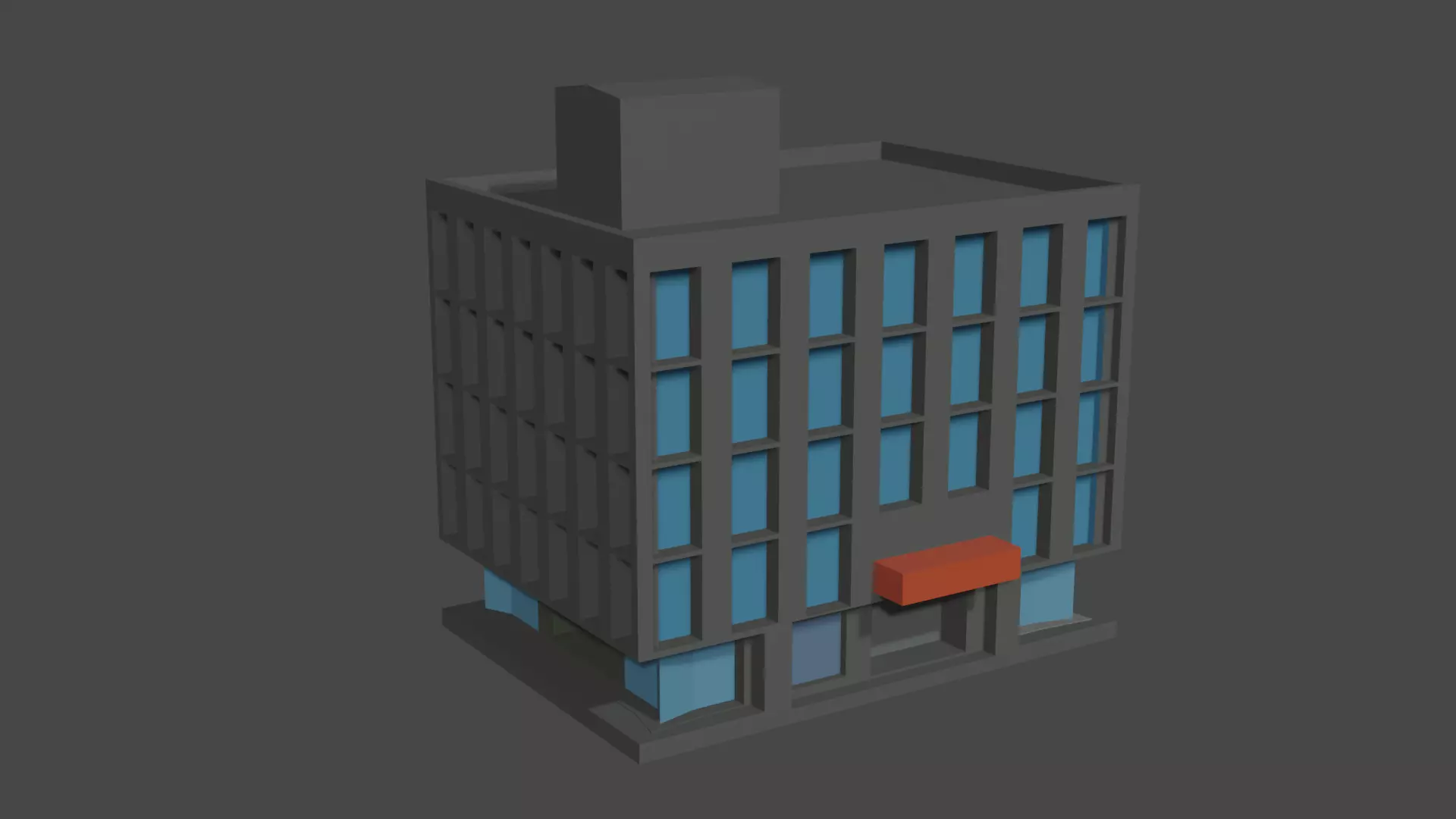 Workplace office building Free low-poly 3D model_0
