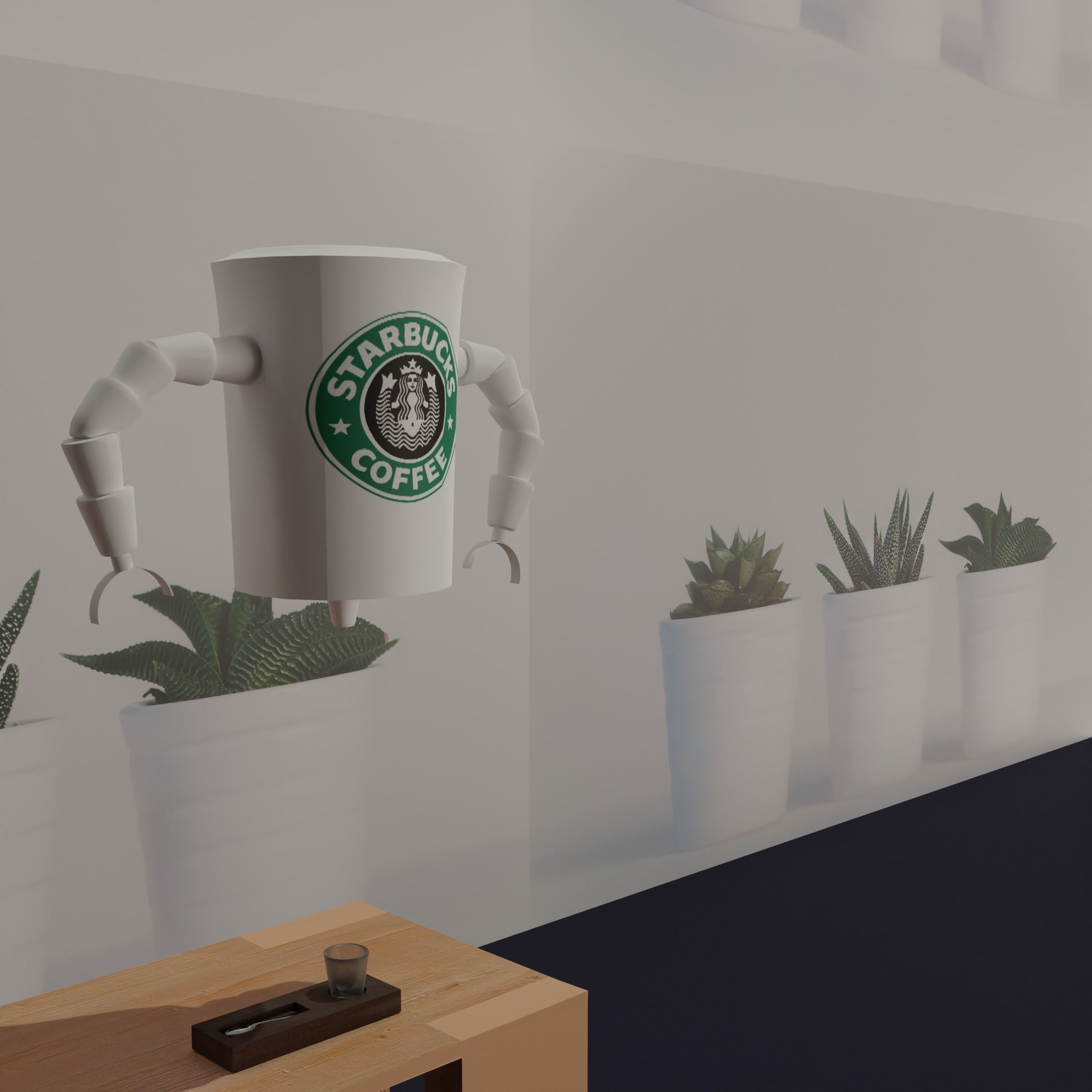 Starbucks flying robot  3D model_1