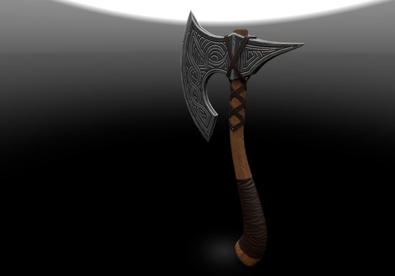 Axe game-ready Low-poly 3D model_1