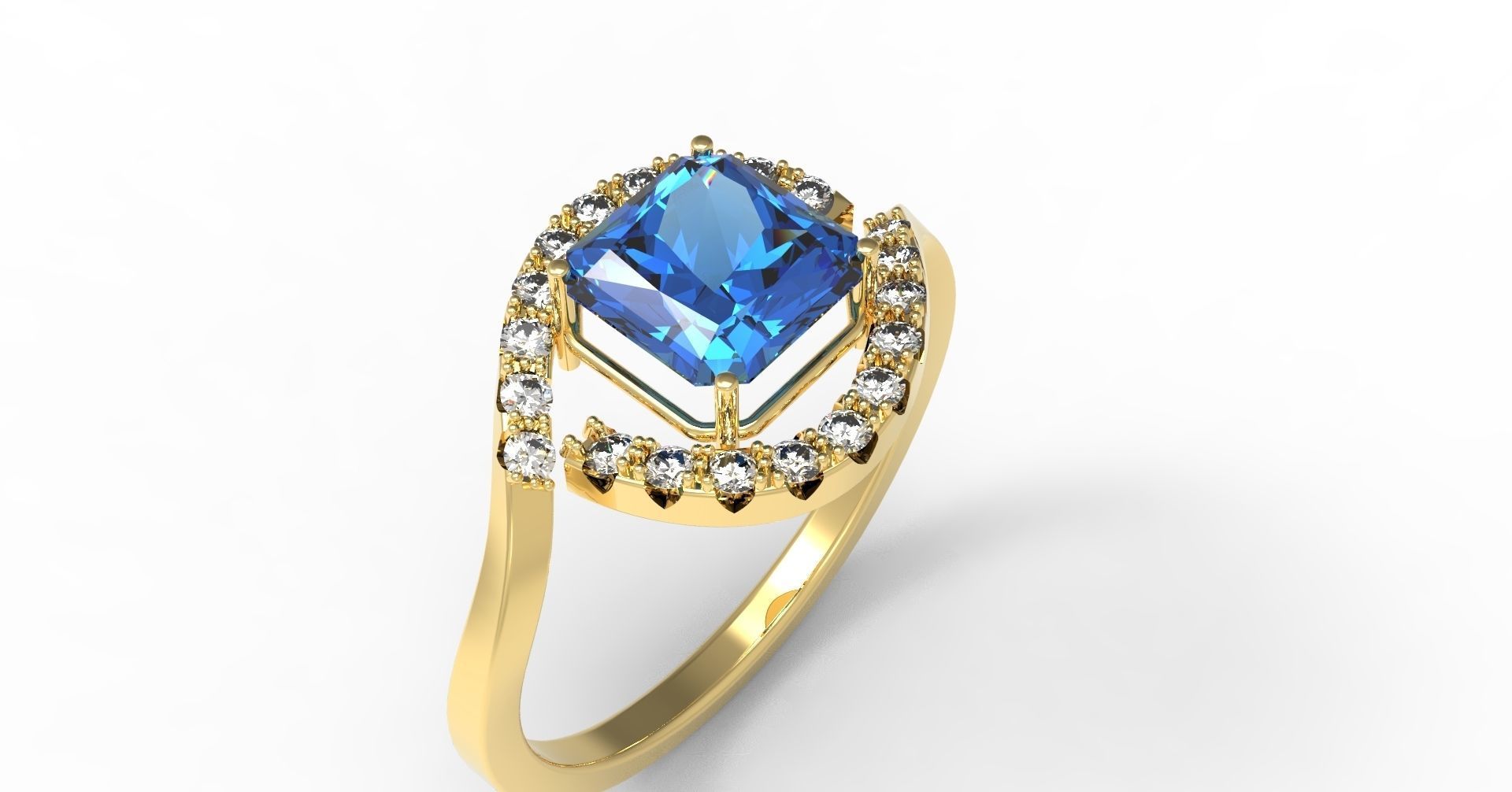 S-Ring with stones 3D print model_5