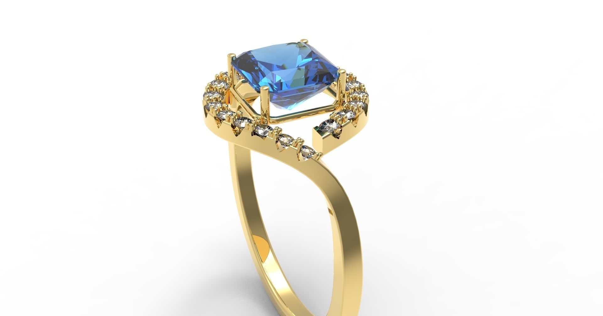 S-Ring with stones 3D print model_2