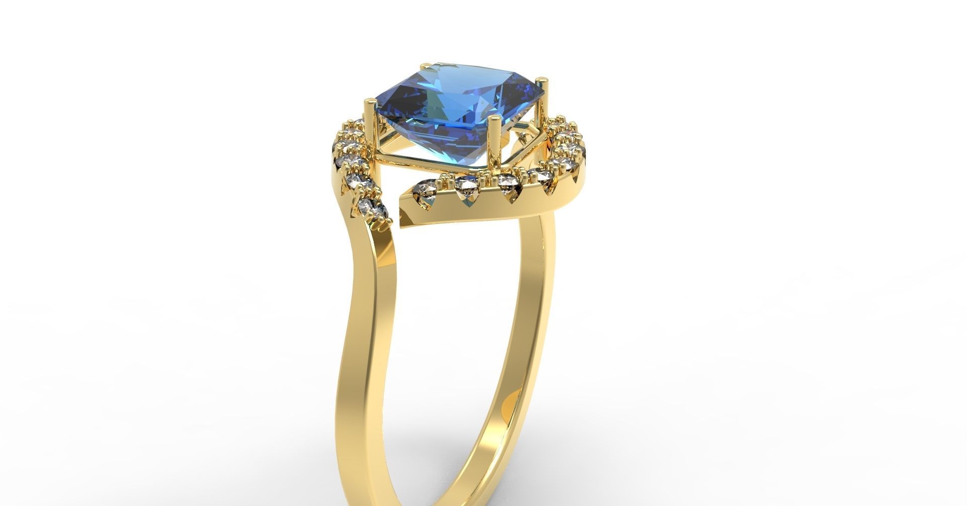 S-Ring with stones 3D print model_3