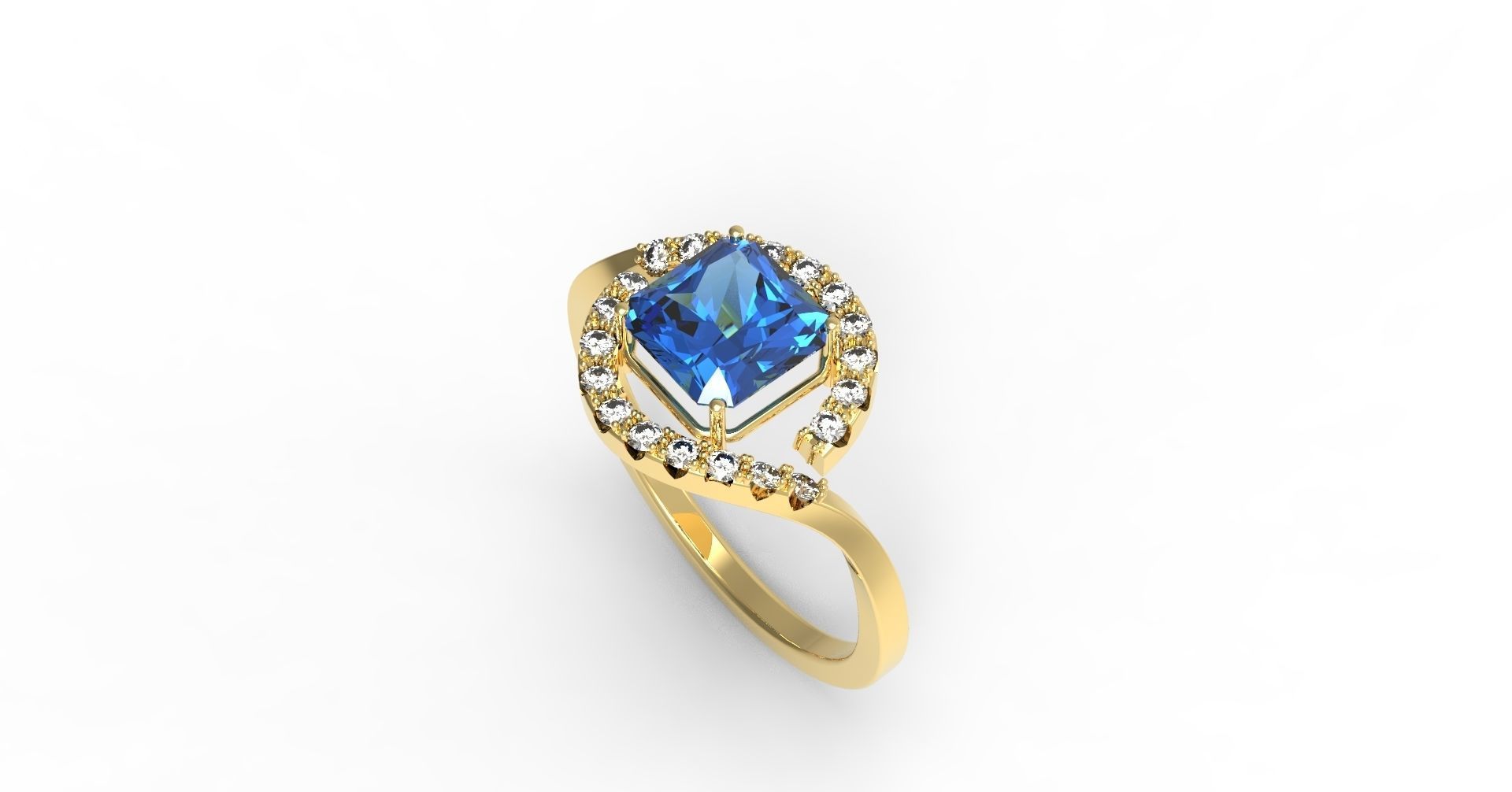 S-Ring with stones 3D print model_10