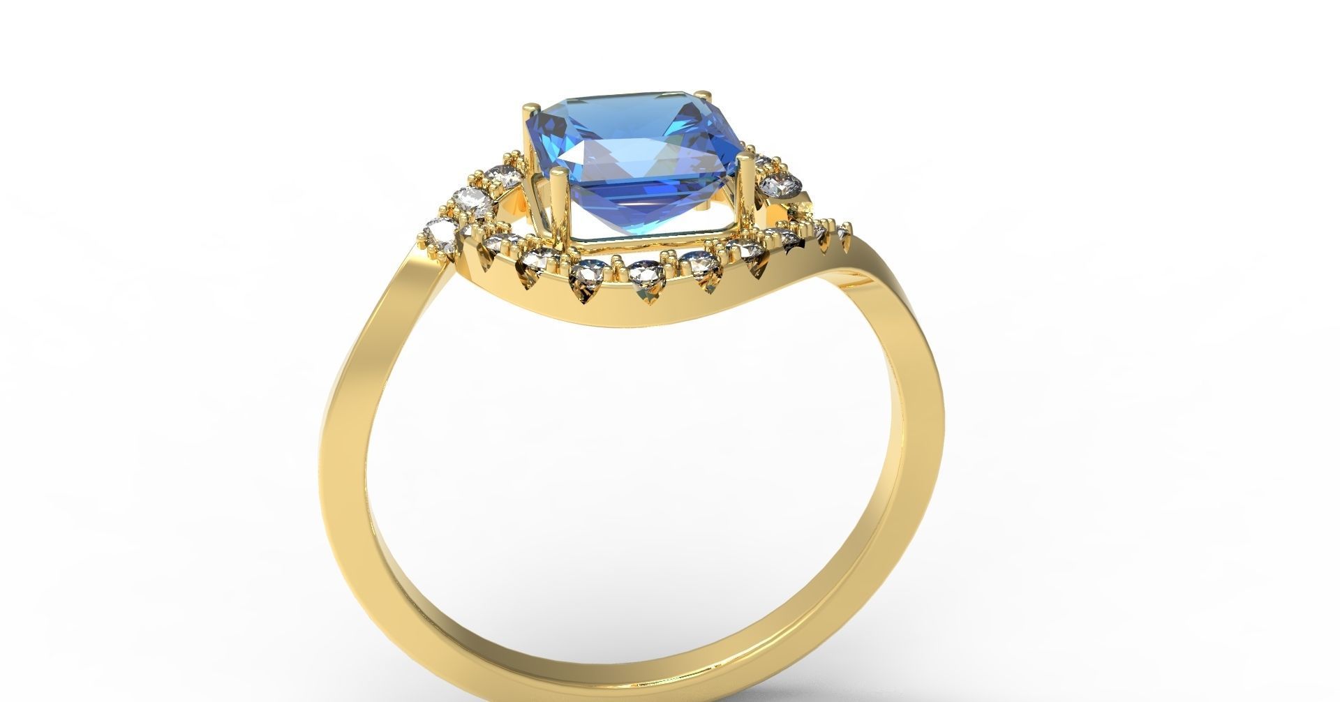 S-Ring with stones 3D print model_1