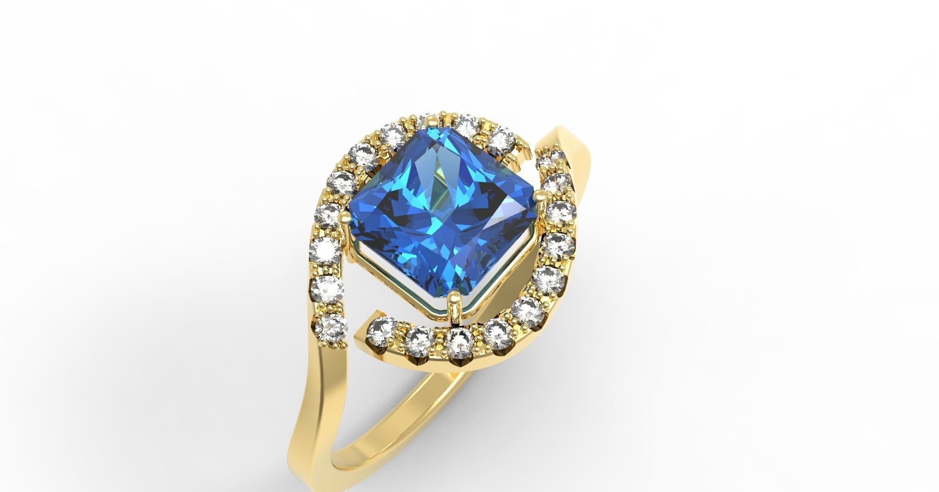 S-Ring with stones 3D print model_4