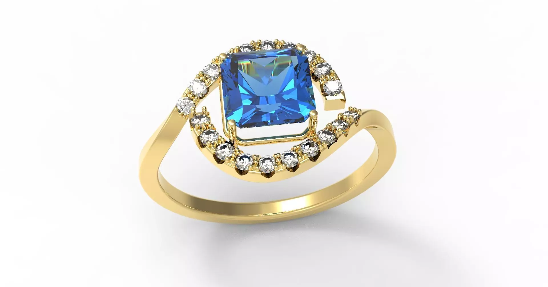 S-Ring with stones 3D print model_0