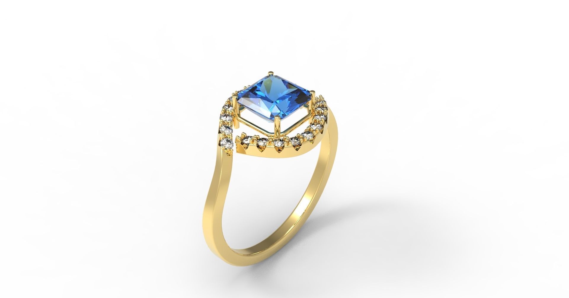 S-Ring with stones 3D print model_7