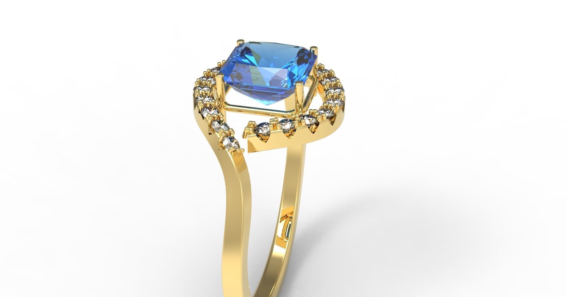 S-Ring with stones 3D print model_6