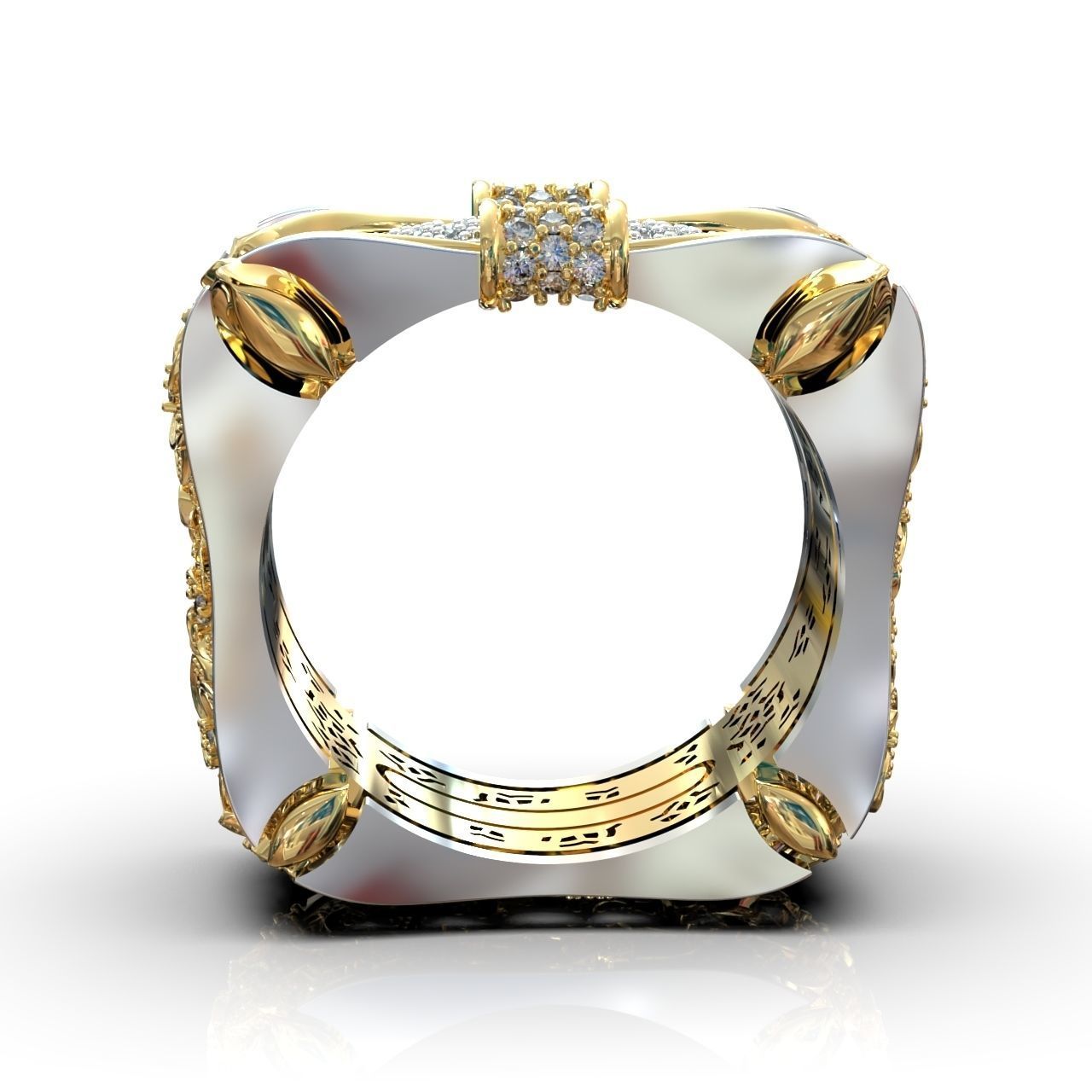 ring with flowers 3D print model_7