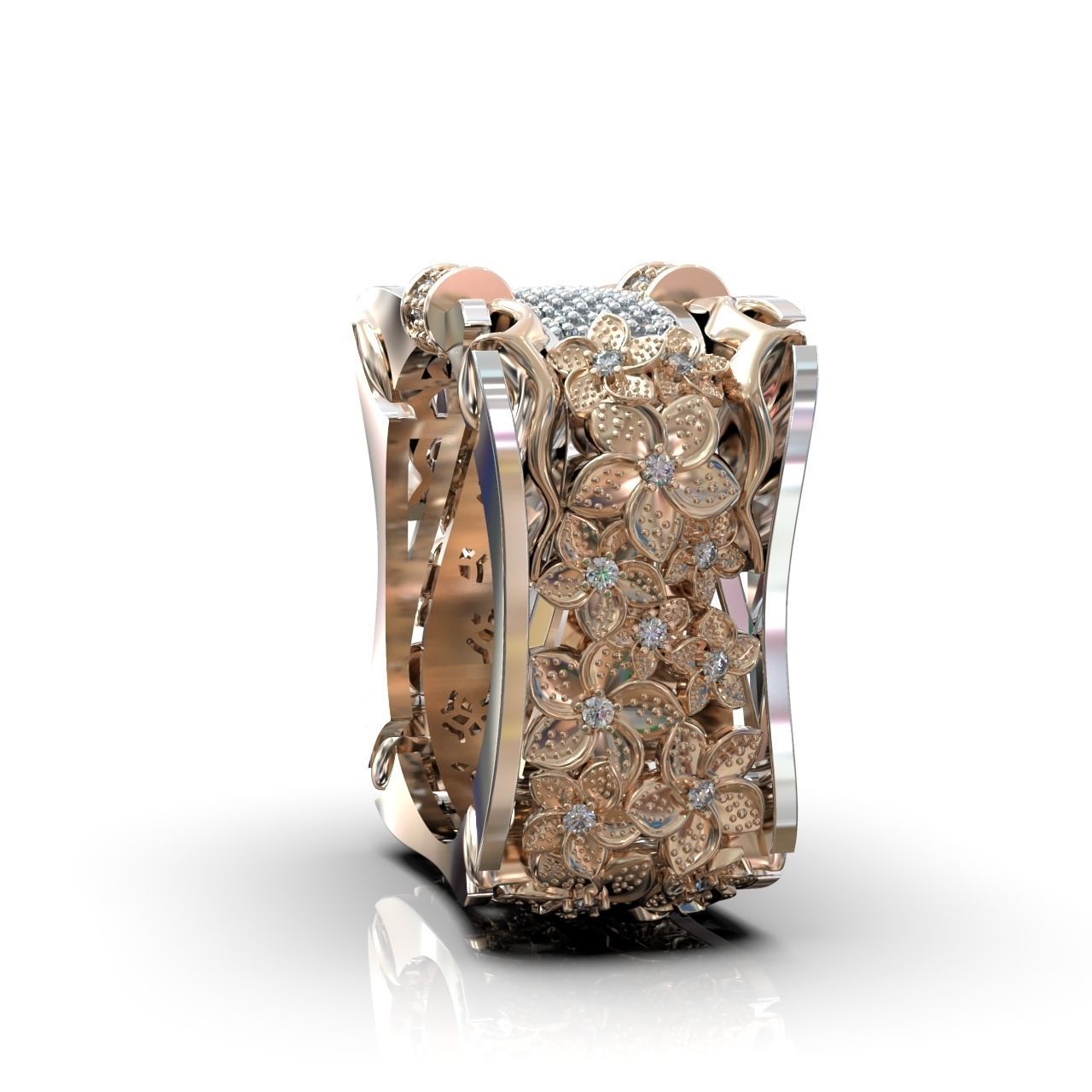 ring with flowers 3D print model_12