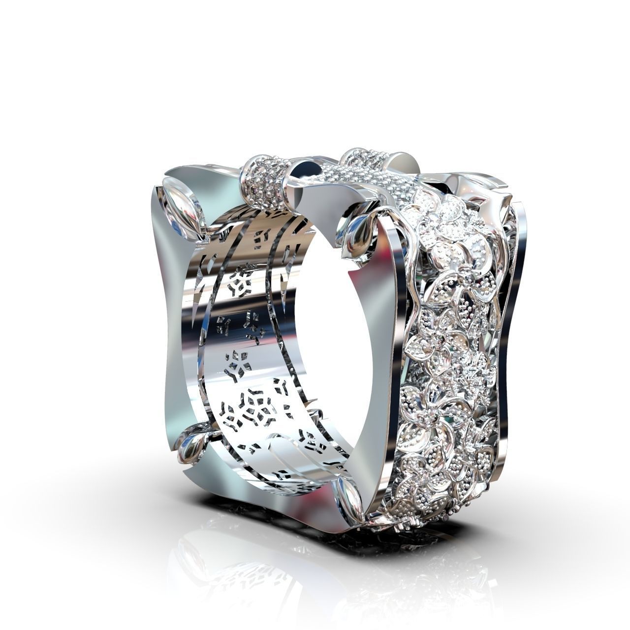 ring with flowers 3D print model_19