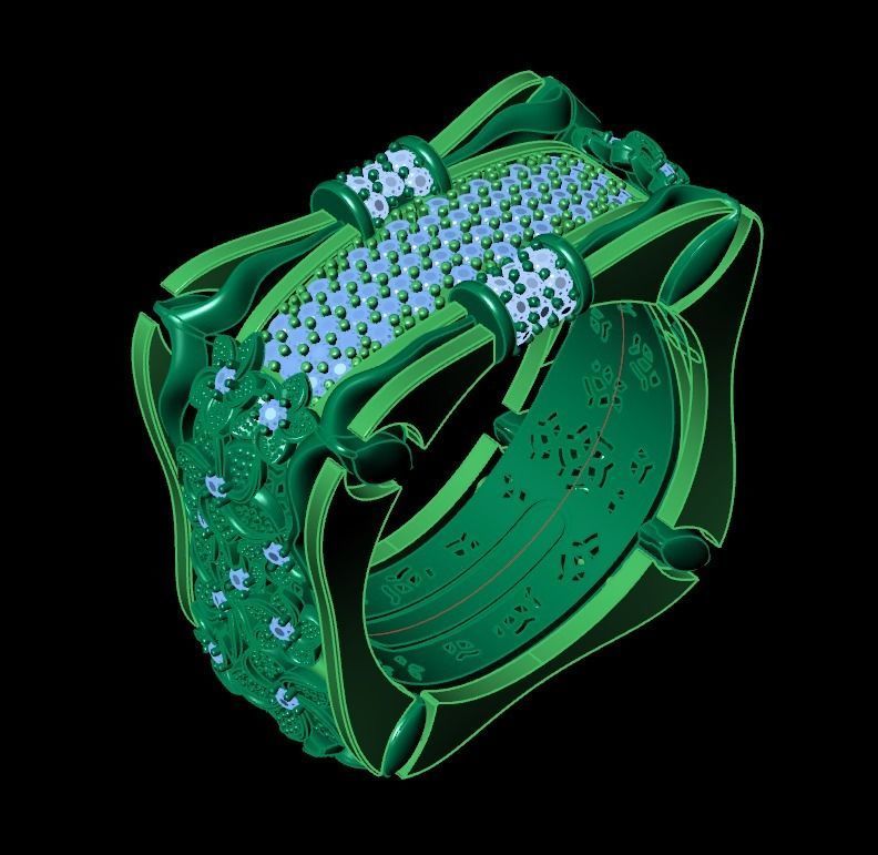 ring with flowers 3D print model_26