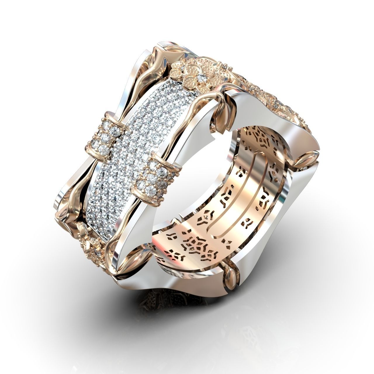 ring with flowers 3D print model_22