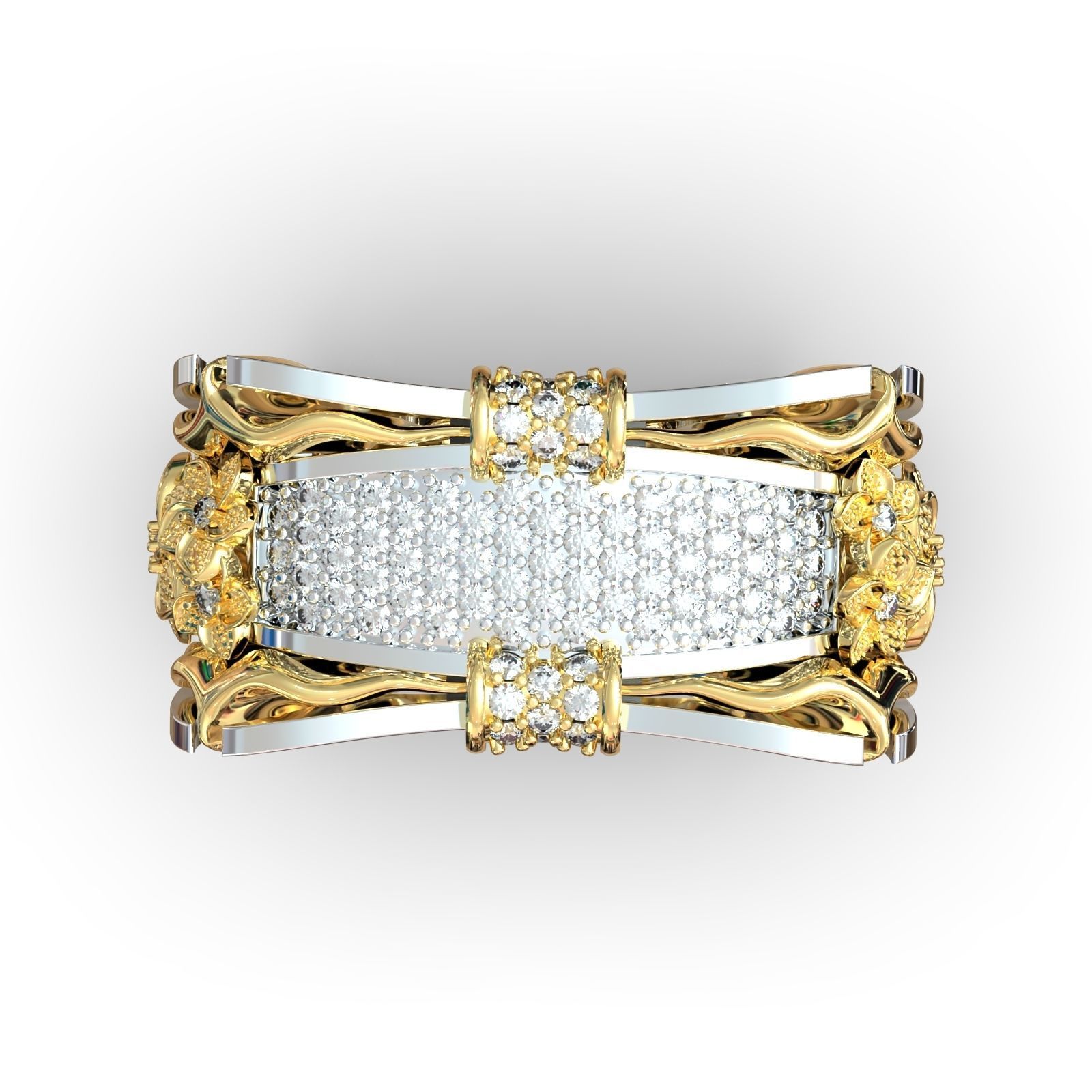 ring with flowers 3D print model_4