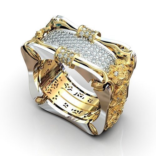 ring with flowers 3D print model