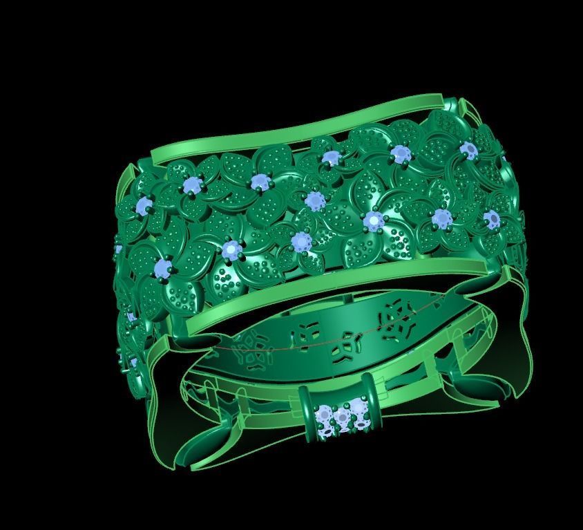 ring with flowers 3D print model_29