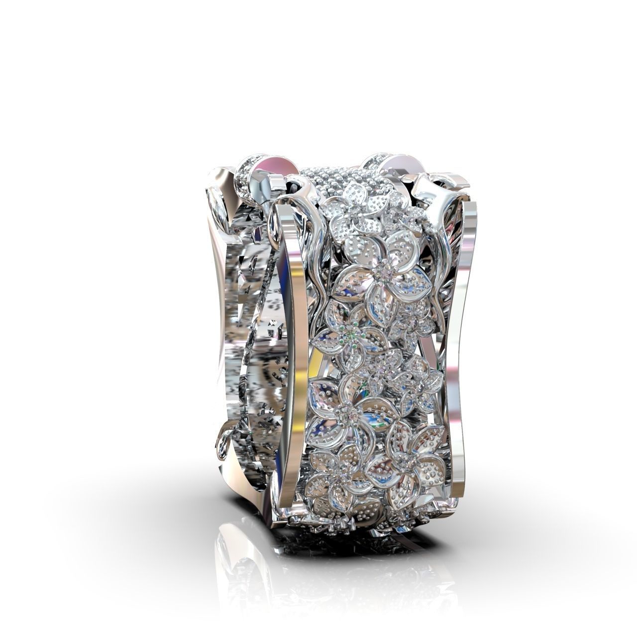 ring with flowers 3D print model_14