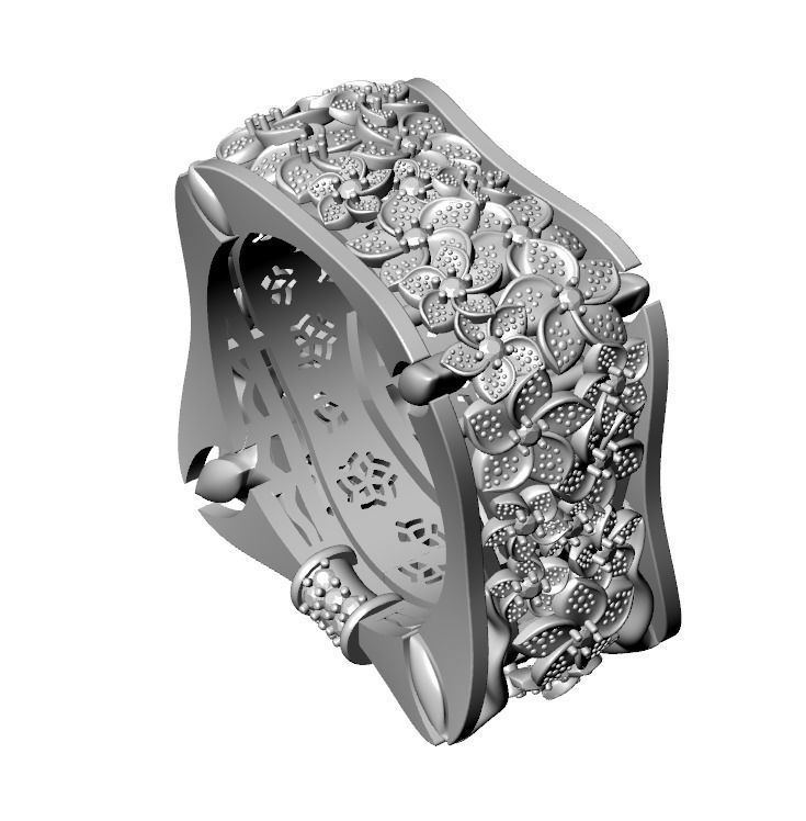 ring with flowers 3D print model_31