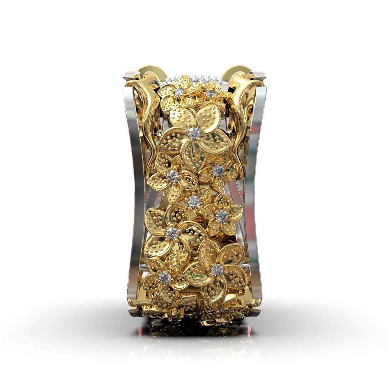 ring with flowers 3D print model_5