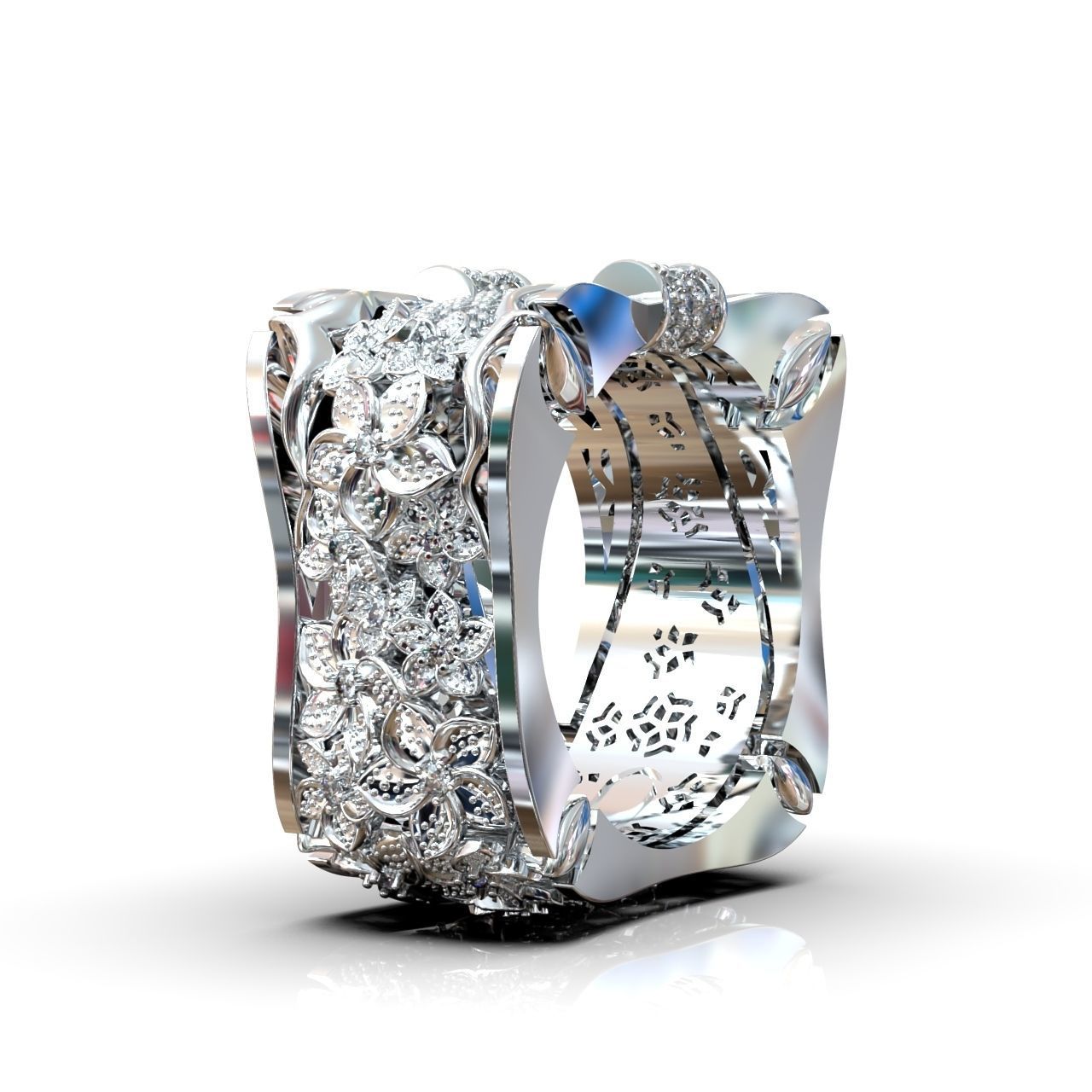 ring with flowers 3D print model_16