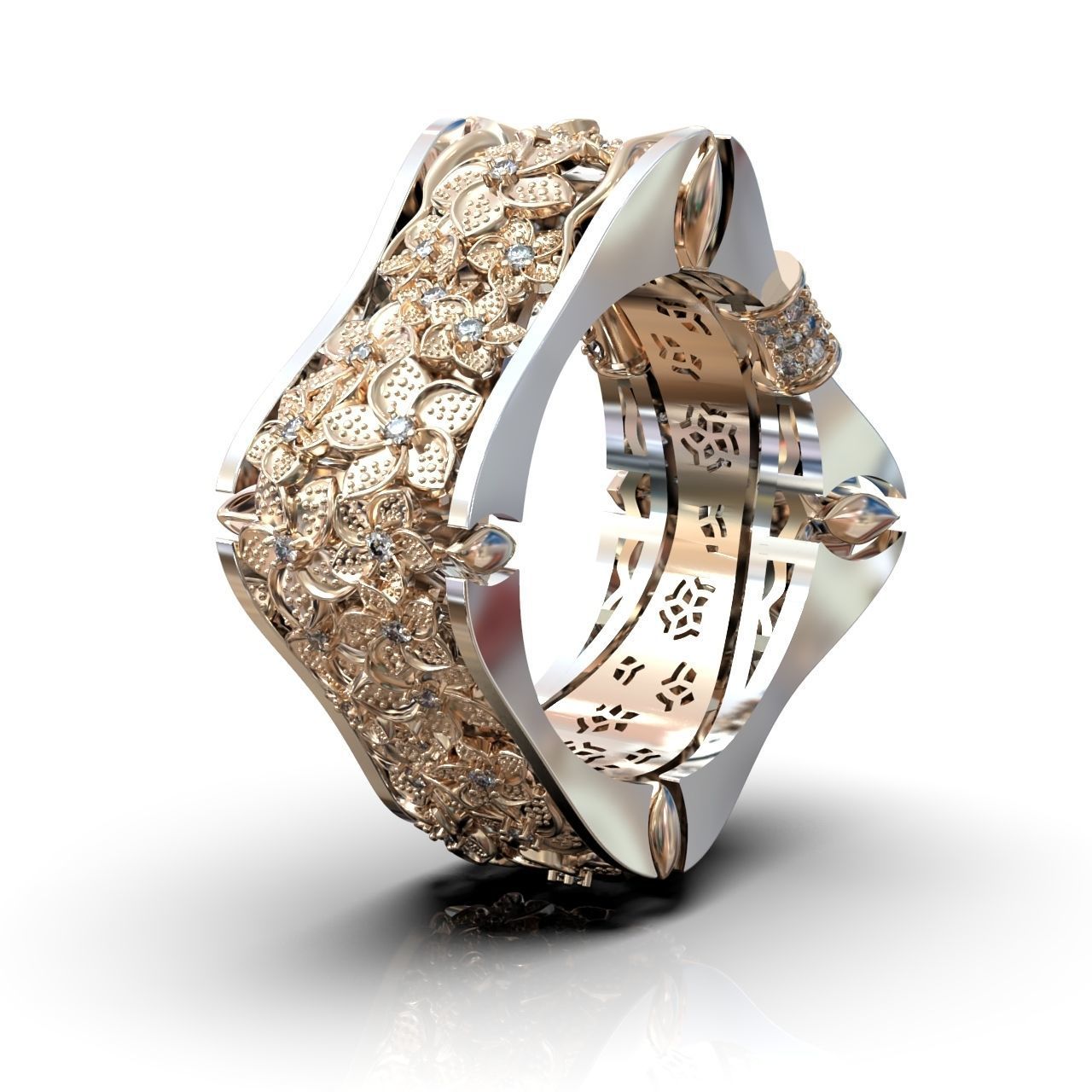 ring with flowers 3D print model_21