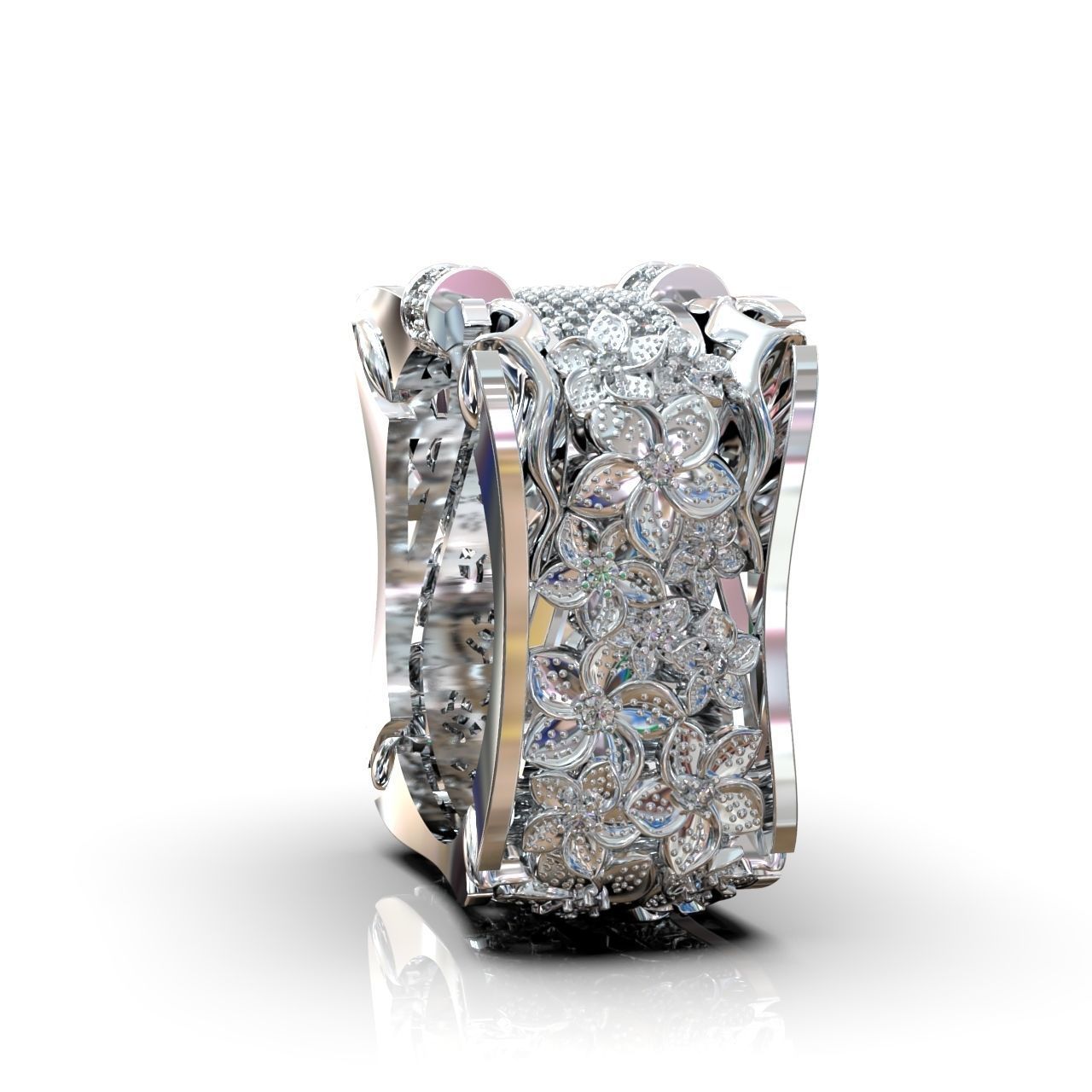 ring with flowers 3D print model_15