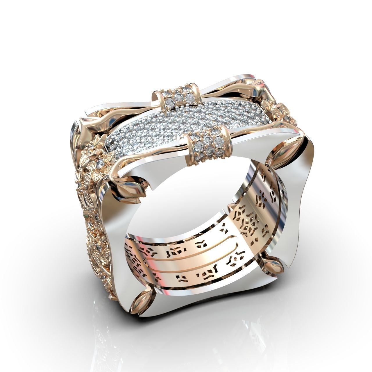 ring with flowers 3D print model_10