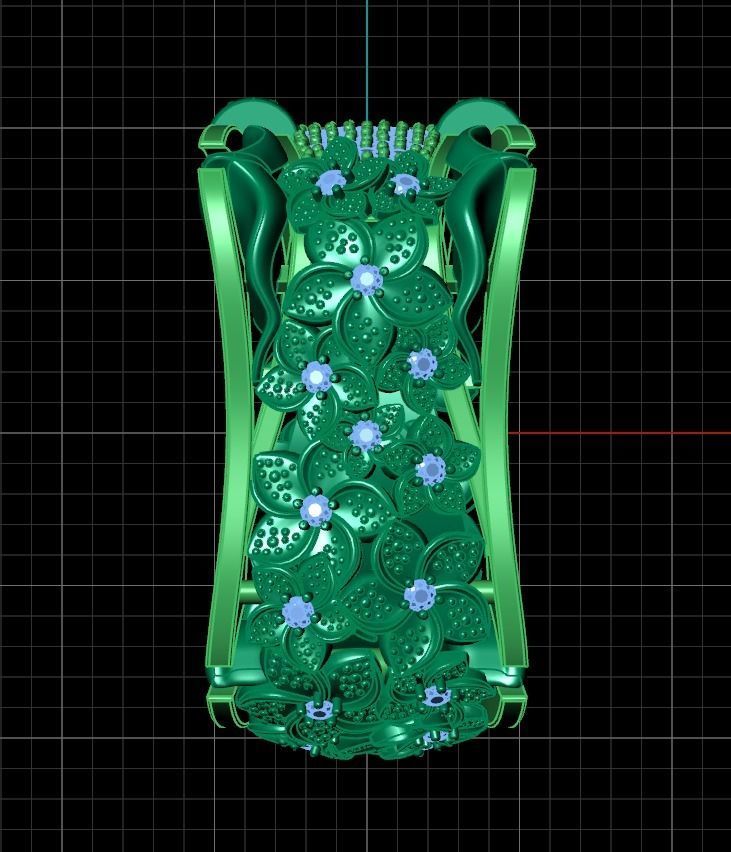 ring with flowers 3D print model_30