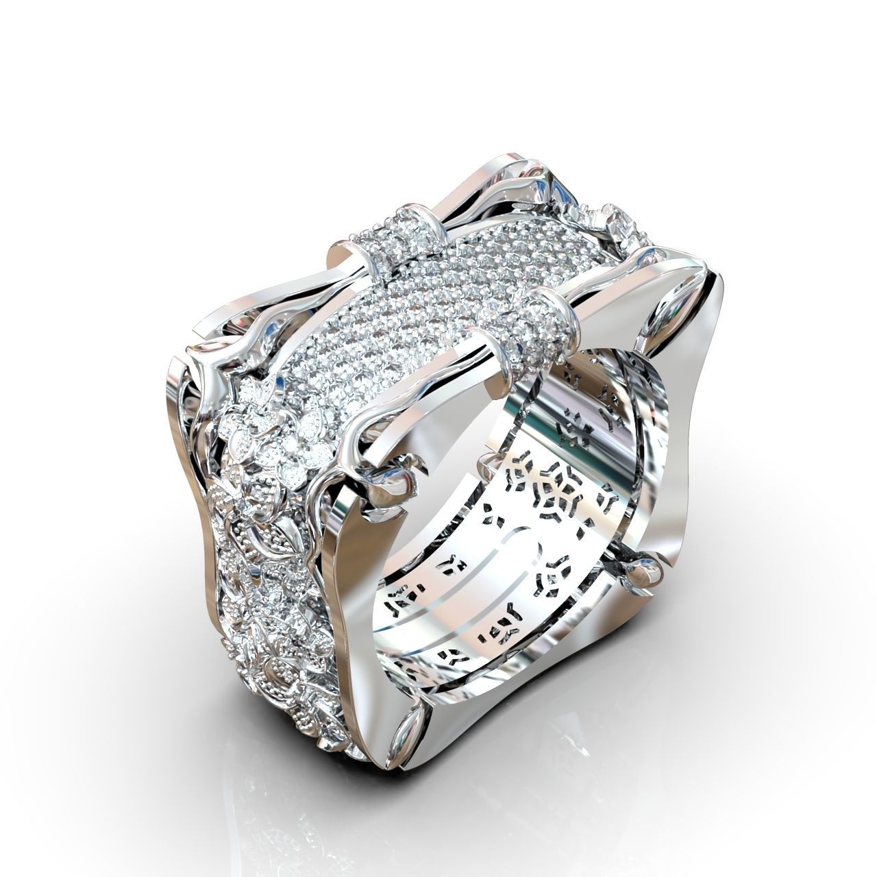 ring with flowers 3D print model_17