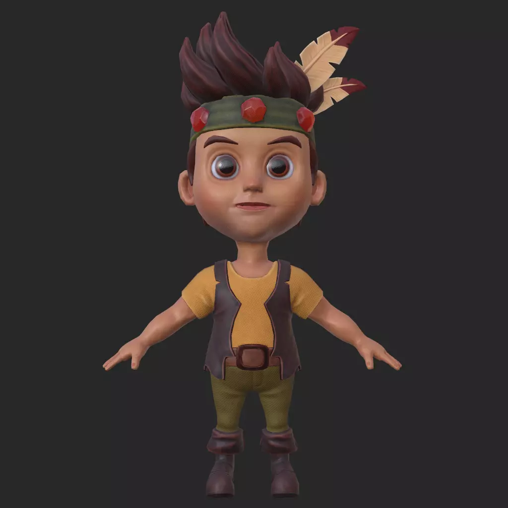 3D Character Indian Boy Chibi style Low-poly 3D model_0