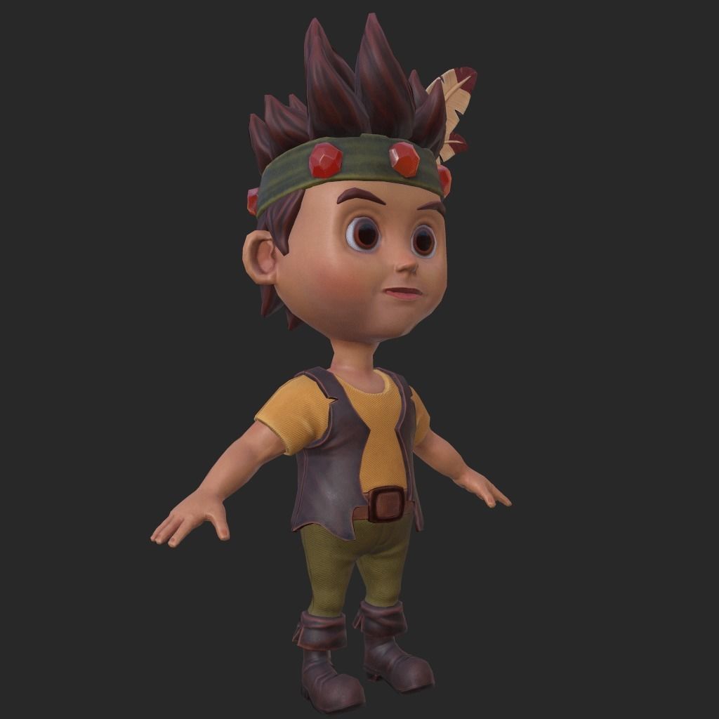 3D Character Indian Boy Chibi style Low-poly 3D model_3