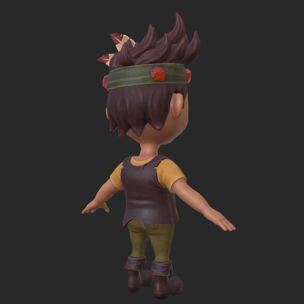 3D Character Indian Boy Chibi style Low-poly 3D model_5