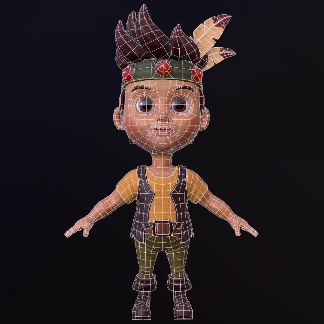 3D Character Indian Boy Chibi style Low-poly 3D model_9