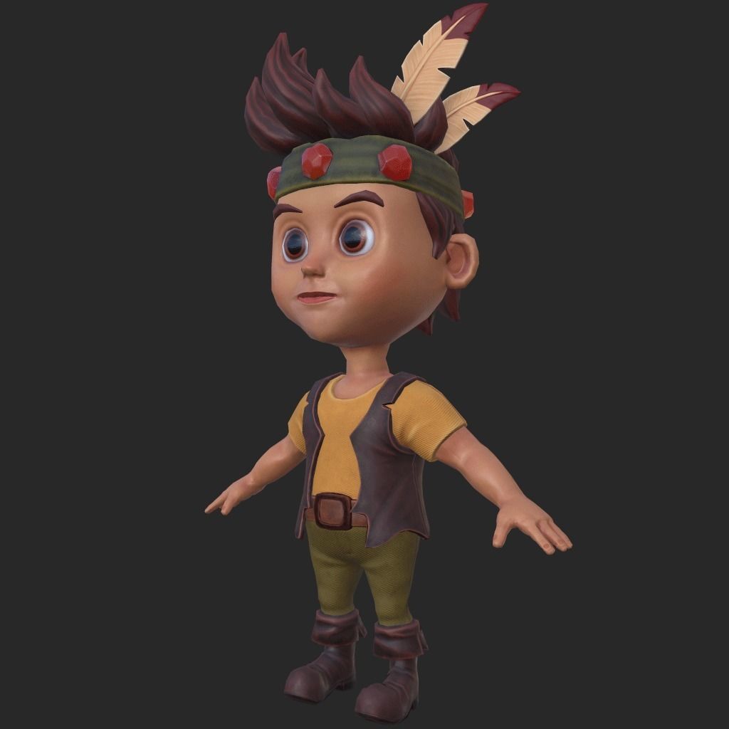 3D Character Indian Boy Chibi style Low-poly 3D model_8