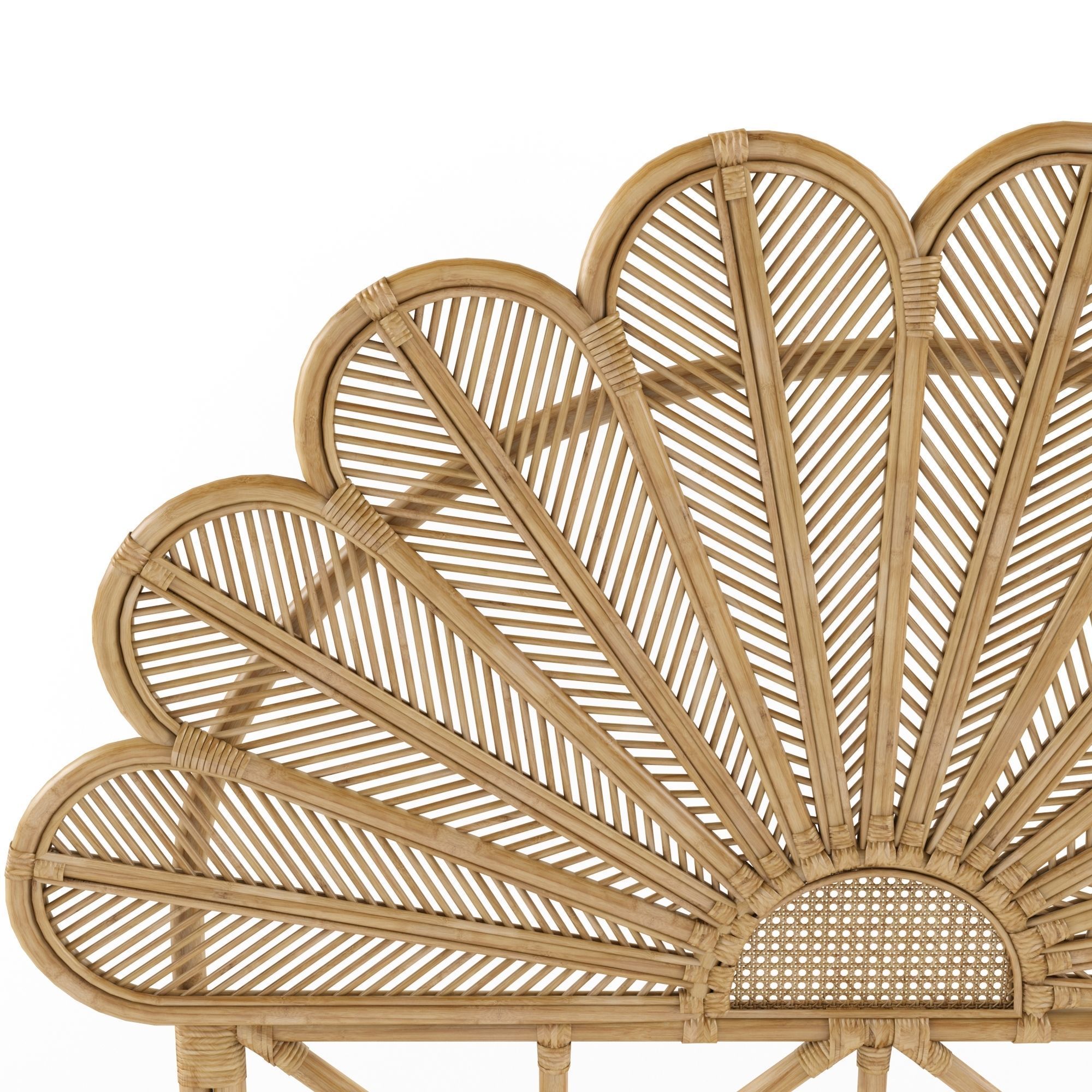 Petal rattan bed head 3D model_1