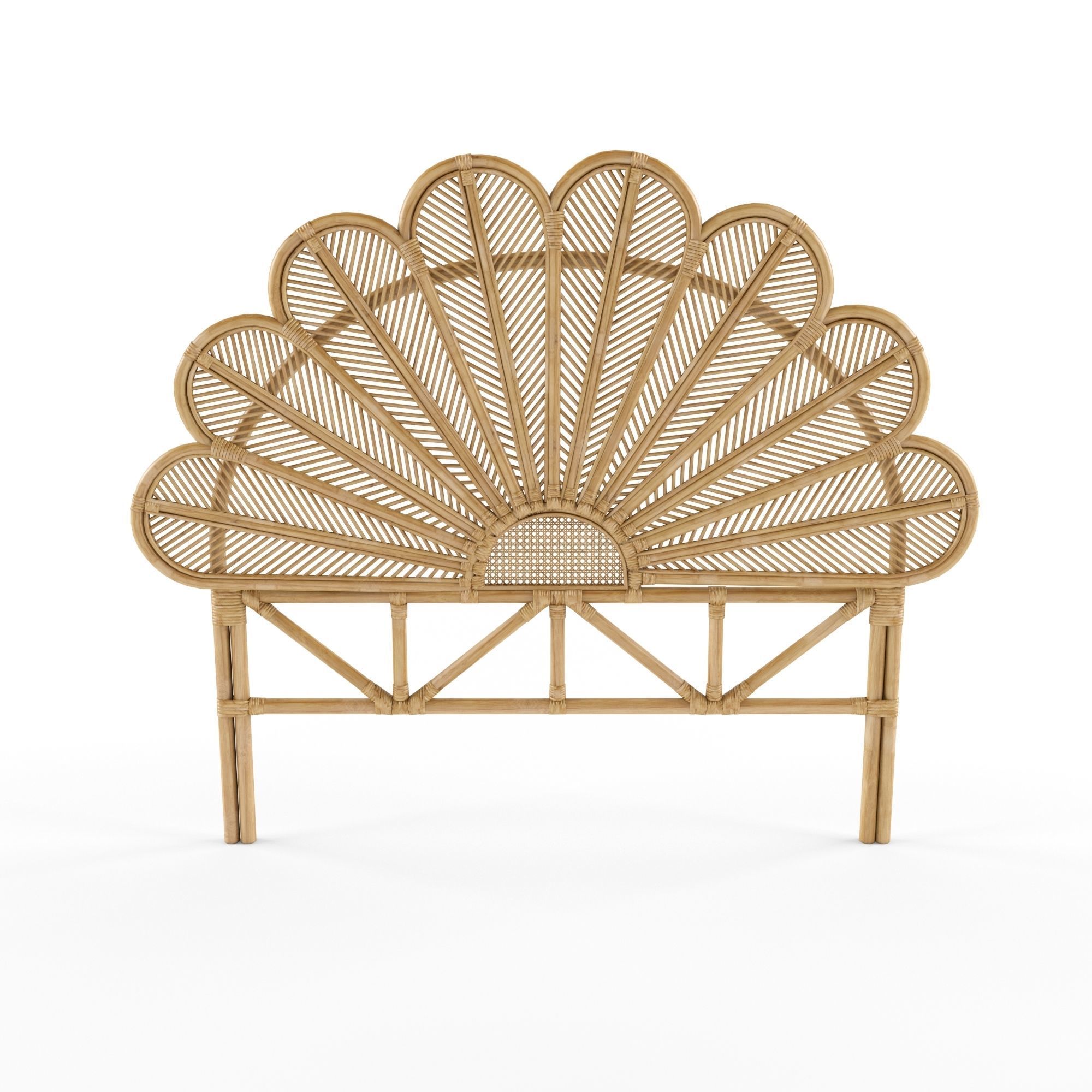 Petal rattan bed head 3D model_2