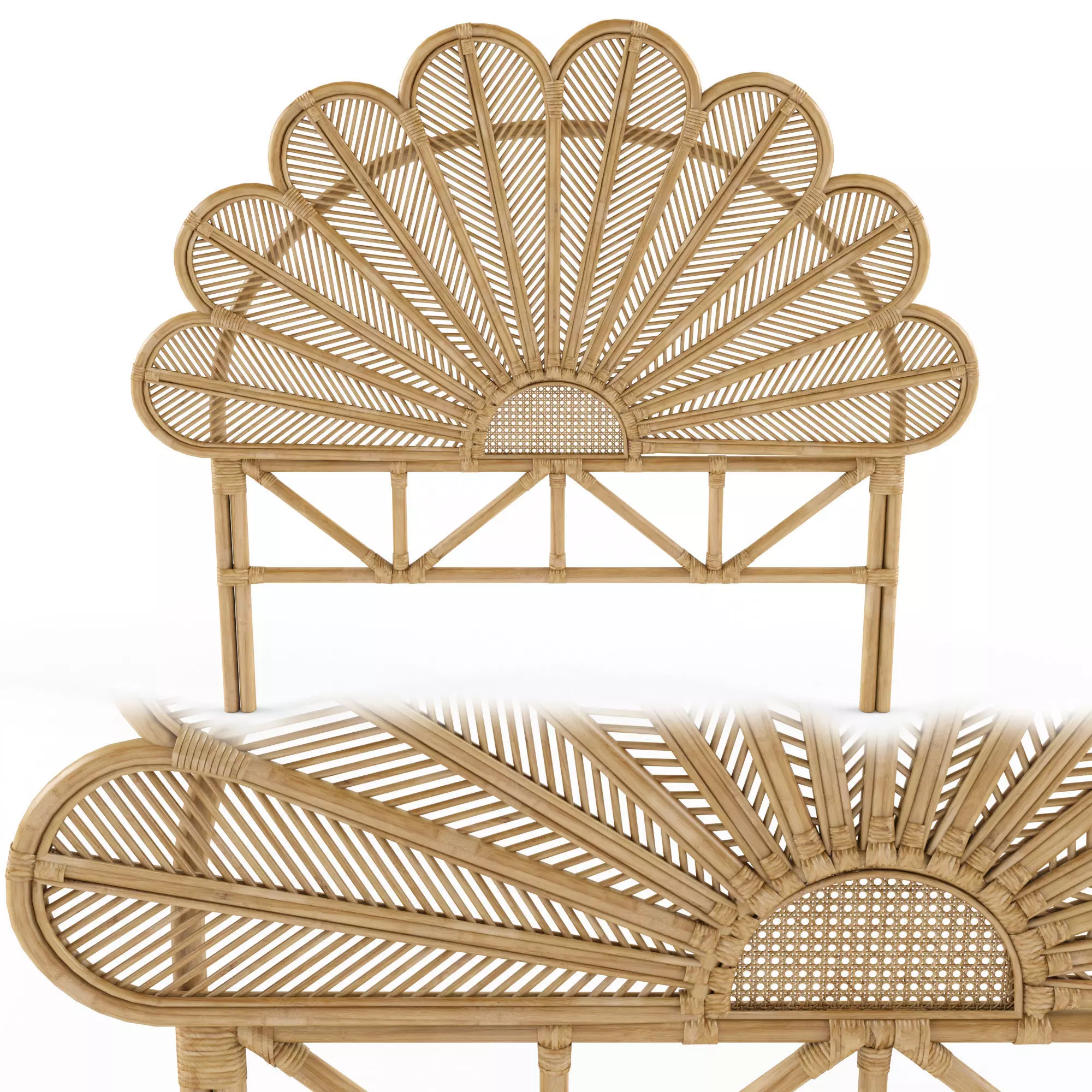 Petal rattan bed head 3D model_0