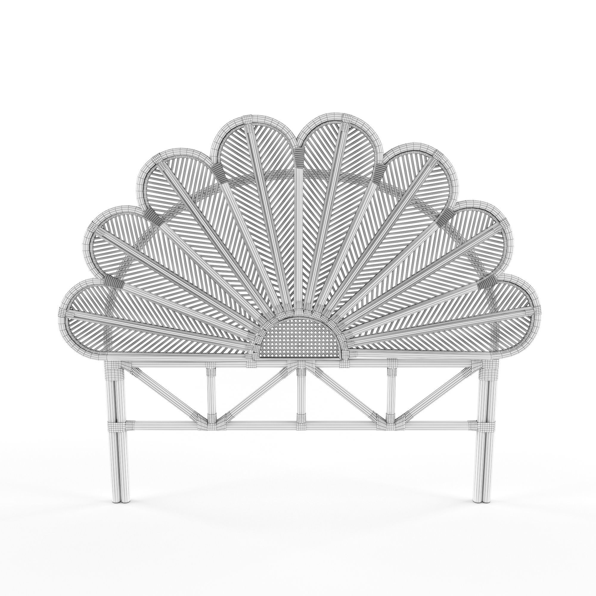 Petal rattan bed head 3D model_3