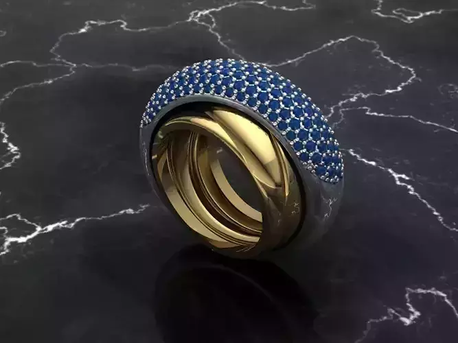 Crooked Ring With gems   3D print model