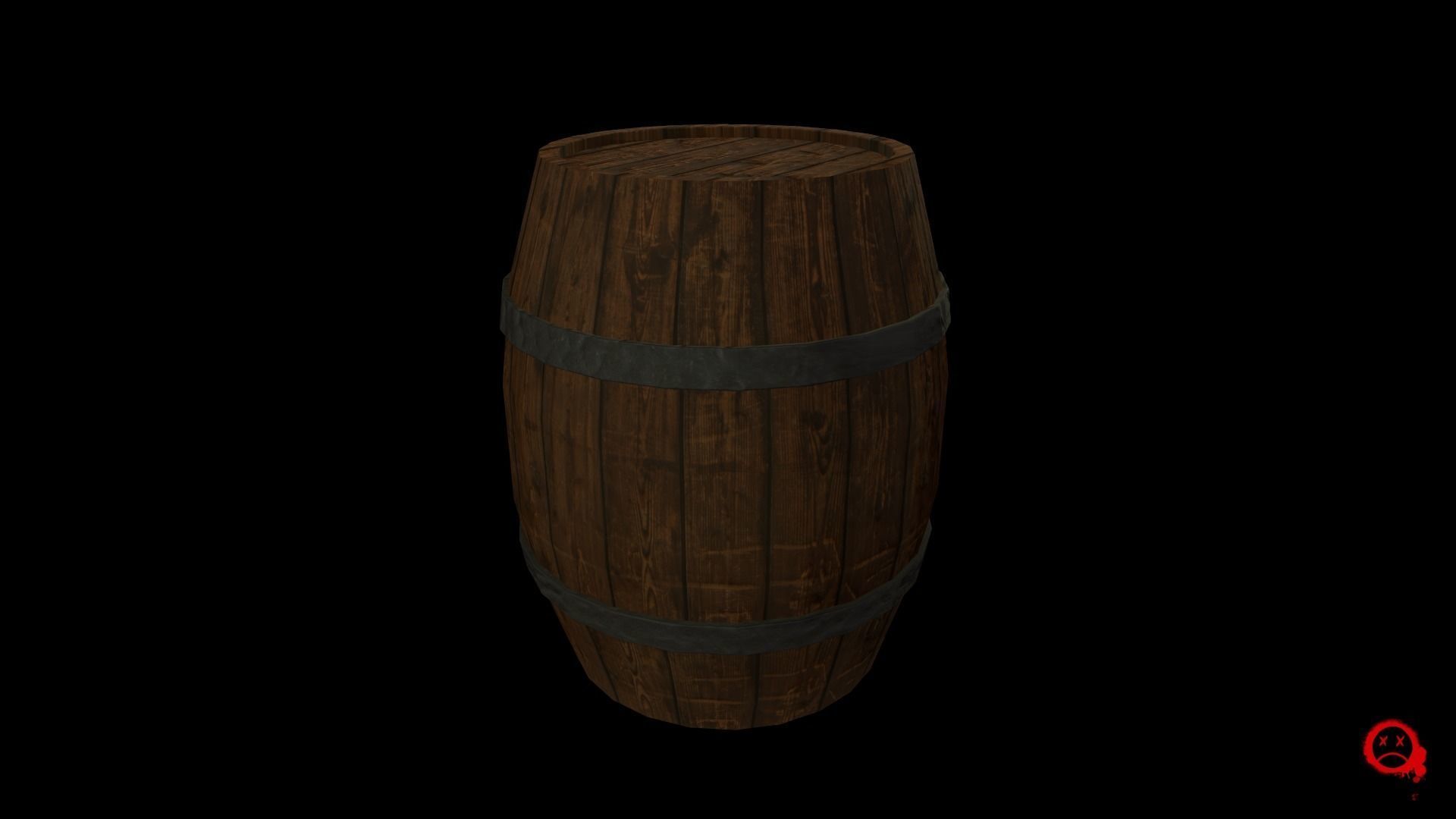 Old Wooden Barrel Low-poly 3D model_3