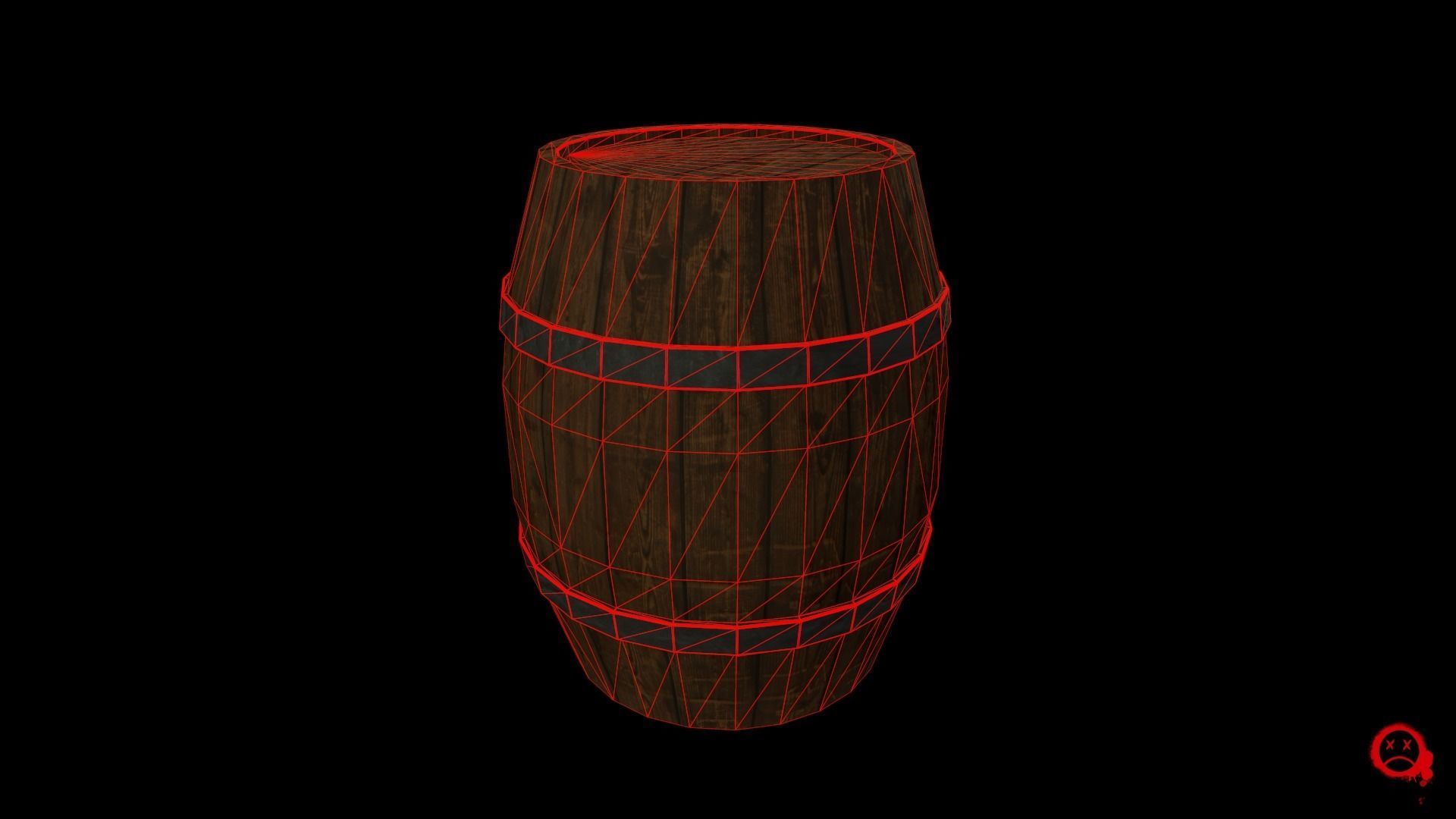 Old Wooden Barrel Low-poly 3D model_4